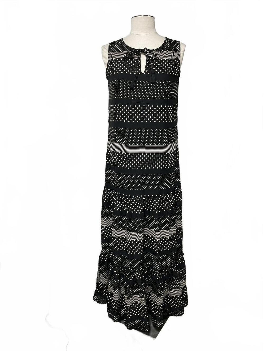 Tokyo Talkies Black and White Polka Dot Maxi Dress Size Small Dd4